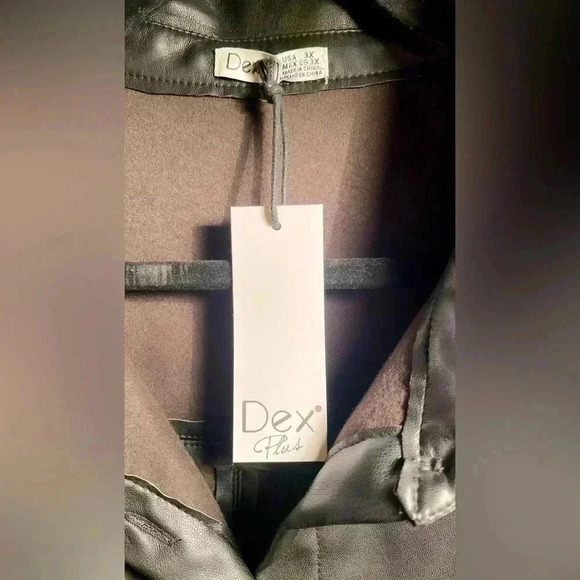 NWT Dex Plus vegan leather black button down shirt dress 3x - Picture 3 of 5